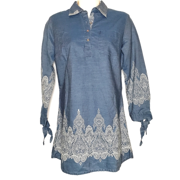 NWT Soch Collared Chambray Denim Tunic - Picture 1 of 9